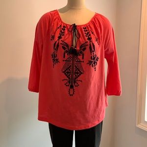 Rafaella sport gauzy embroidered top XL